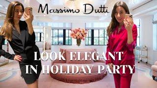 7 CLASSY HOLIDAY PARTY OUTFITS |MASSIMO DUTTI HAUL TRY ON|