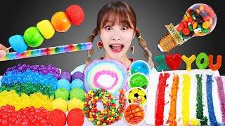 Rainbow desserts Mukbang알록달록 무지개 케이크 팝핑보바 먹방 JiniYum 지니얌