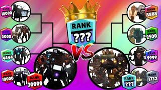 Skibidi toilet tournament brawl stars ranks up Speakerman, Tv man, Cameraman vs Skibidi Toilet titan