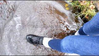 Wetlook - Kristen in the river with black sneakers and large socks