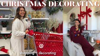 DECORATING MY HOUSE FOR CHRISTMAS | target & homegoods runs, viral xmas cabinets, decor shopping