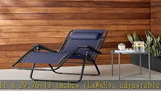 Amazon Basics Outdoor Textilene Adjustable Zero Gravity Folding Reclining Lounge Chair with Pillow,