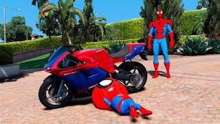 DESAFIOS de MOTO COM HOMEM ARANHA E SEU FILHO BEBE no GTA 5 !!!