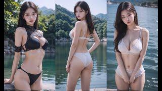 [4k AI 룩북] 고요한 호숫가에서 찍은 룩북/It was taken by a calm lake LOOKBOOK