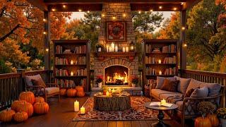 Jazz Relaxing Music in Cozy Autumn Porch Ambience  Soothing Jazz and Rain Sounds for Good Mood