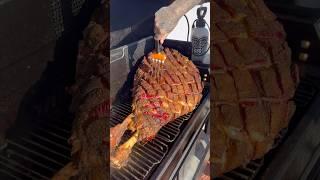 Smoking a 78 pound cow leg #beef #butcher #lowandslow #bbq