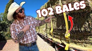 Hauling a HUGE Load of Hay Bales Across Southern Arizona