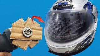 RESTORED DAMAGED HELMET VISOR! HOW TO REMOVE HELMET LENS SCRATCHES & BLURRINESS