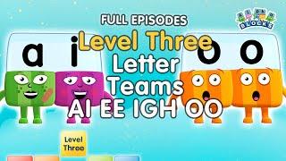 #BacktoSchool - Alphablocks Level Three | Letter Teams - AI EE IGH OO | FULL EPISODES