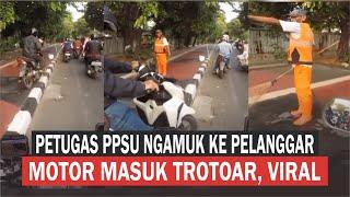 Pengendara Motor Sasar Trotoar: Petugas PPSU Beraksi Tegur Pelanggar!