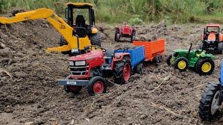 Mahindra  2WD Tractor fully loaded by JCB Machine | Tractor Toy Videos