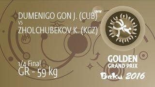 1/4 GR - 59 kg: K. ZHOLCHUBEKOV (KGZ) df. J. DUMENIGO GON (CUB), 3-2