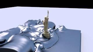 water waves hit statue of liberty