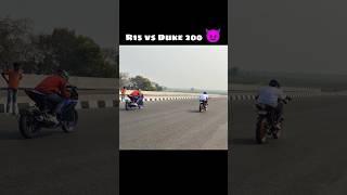 R15 vs Duke 200 drag race #shorts #ytshorts #rider