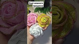 розы из бисера и рубки   roses made of beads and cuttings   #бисер #beads #бисероплетение