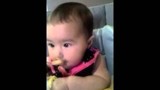 baby JayLee eating bananas