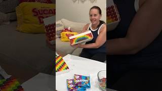 A rainbow pattern was a must when Skittles were involved! #rainbow #candy #giftbox #diycrafts