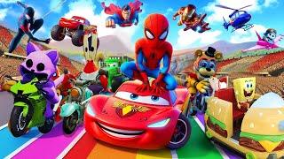 GTA V SPIDER-MAN 2 , CATNAP, IRONMEN, SUPERMEN, FAZBEAR Join in Epic New Stunt Racing