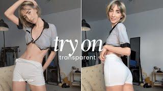 4K Try on Haul Transparent Clothes | No Bra Challenge 2024 Trend New Liux Bate