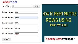 how to insert multiple rows in php mysql | How to insert multiple records in php | avadh tutor