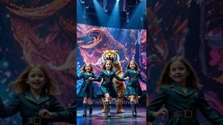 Little girls and tiger magic show #dance #hybrid #morphe #ai #shorts