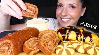 ASMR: CHOCOLATE SWISS ROLL, STUFFED COOKIES & CROISSANT  | No Talking - 먹방 | Soft Eating Sounds