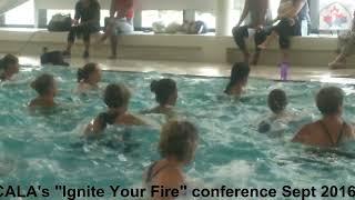 Dylan demonstrating use of Aqua Band Charlene  Kopansky Canadian Aquafitness Leaders Alliance CALA