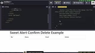 【JAVASCRIPT】Sweet Alert Confirm Delete Example