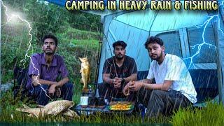 Group Camping In Heavy Rain & Fishing | Camping In Extreme Weather Condition | trip sense #vlog