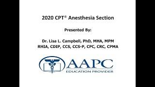 2020 CPT Anesthesia Section