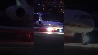 Amazing Night Takeoff: Gulfstream G650 at Bern, Switzerland