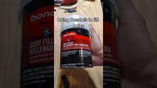 Filling carpenter bee holes using Bondo® #bee #carpenterbee #holes #bondo #diyproject #repair