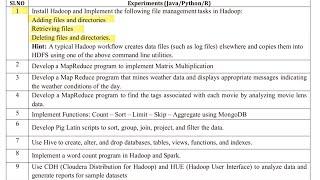 BDA Lab 1 | VTU 22 Scheme | Big Data Analytics Lab Program 1 Execution | Basic Hadoop Commands