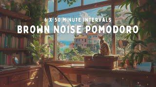 6 Hour Pomodoro | 50 Minute Intervals | with BROWN NOISE for ADHD Focus 