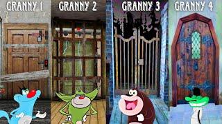 All Door Escape Granny 1 Vs Granny 2 Vs Granny 3 Vs Granny 4 Vs Granny 5 with Oggy and Jack Voices