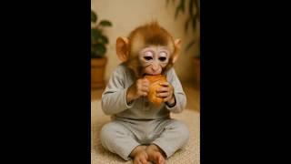 Monkey eating food funny video