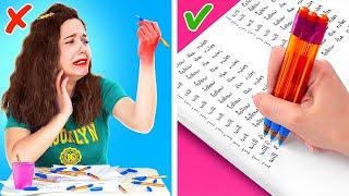 LUSTIGE DIY SCHULHACKS || Unglaubliche Maltricks und coole selbstgemachte Schulmaterialien