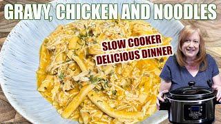 SLOW COOKER GRAVY & CHICKEN WITH NOODLES Delicious Dinner Idea