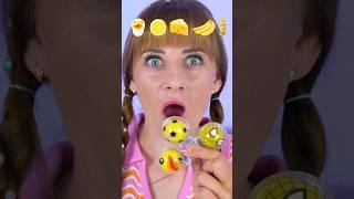 ASMR Emoji Yellow Gummy Eyeballs, Banana Mukbang #shorts