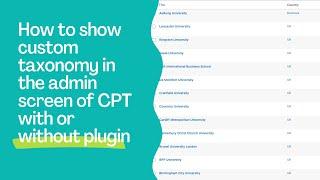 How to show custom taxonomy value in the admin screen with and without plugin