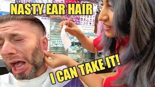 $5 EAR HAIR WAXING & TWEEZER HAIR PLUCKINGw/Ecuadorian Female Barber Jackson Heights, Queens NYC 