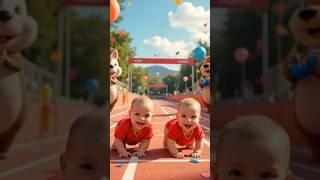 Baby Race: Babies Go Head to Head #cute #funny #viral #shorts #babies