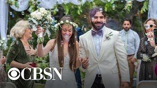 Bride wears special wedding dress for husband, who is blind