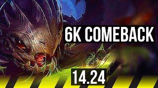 KOG'MAW & Braum vs DRAVEN & Poppy (ADC) | Comeback, 57k DMG, 500+ games | KR Master | 14.24