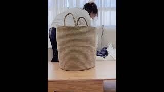 White Cotton Rope laundry Basket #homedecor #diy #creativity #handmade