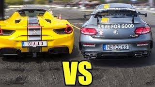 Ferrari 488 Spider vs Mercedes C63S AMG - DRAG RACE!