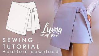 Easy Wrap Mini Skirt with Belt Detail Sewing Tutorial + Pattern Download |Luma Wrap Skirt|