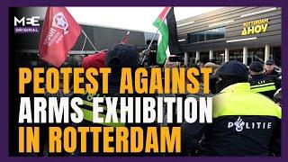 Activists gather to protest arms exhibition in Rotterdam