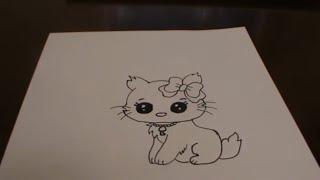 Как нарисовать милого котика. How to Draw a Cute Cat Easy