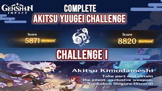 How to Complete Akitsu Yuugei All Challenges Day 1-Complete High Score Achievements | Genshin Impact